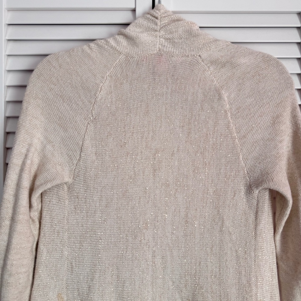 Lilly Pulitzer Tatum Long Fringe Hem Open Cardigan Sweater Gold Metallic Size XS - Picture 10 of 13